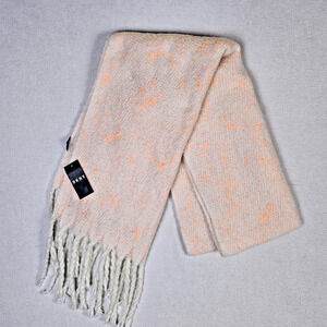 DKNY Women's Ultra Soft Scarf Wrap Shawl Cream With Neon Orange Speckles 98072